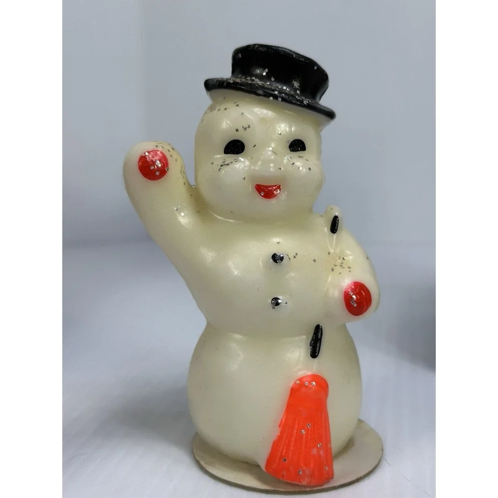 Vintage Lot 7 Gurley Candles 4 Santa 2 Snowman 1 Reindeer Wearing Bell
